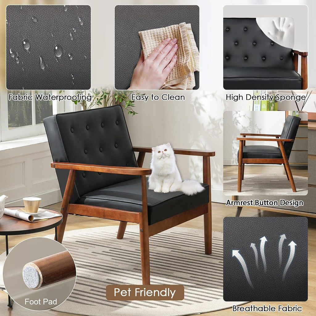 Black Leather Office Guest Accent Chairs