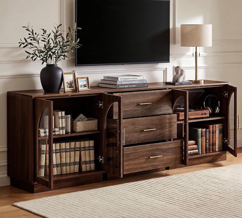 Mid‑Century Walnut Large TV Console Stand