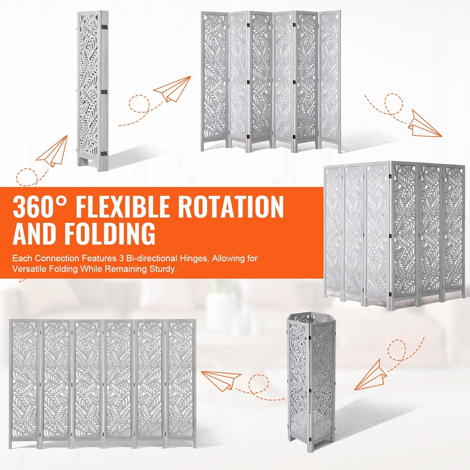 Carved Wooden Folding Privacy Room Divider