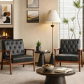 Black Leather Office Guest Accent Chairs