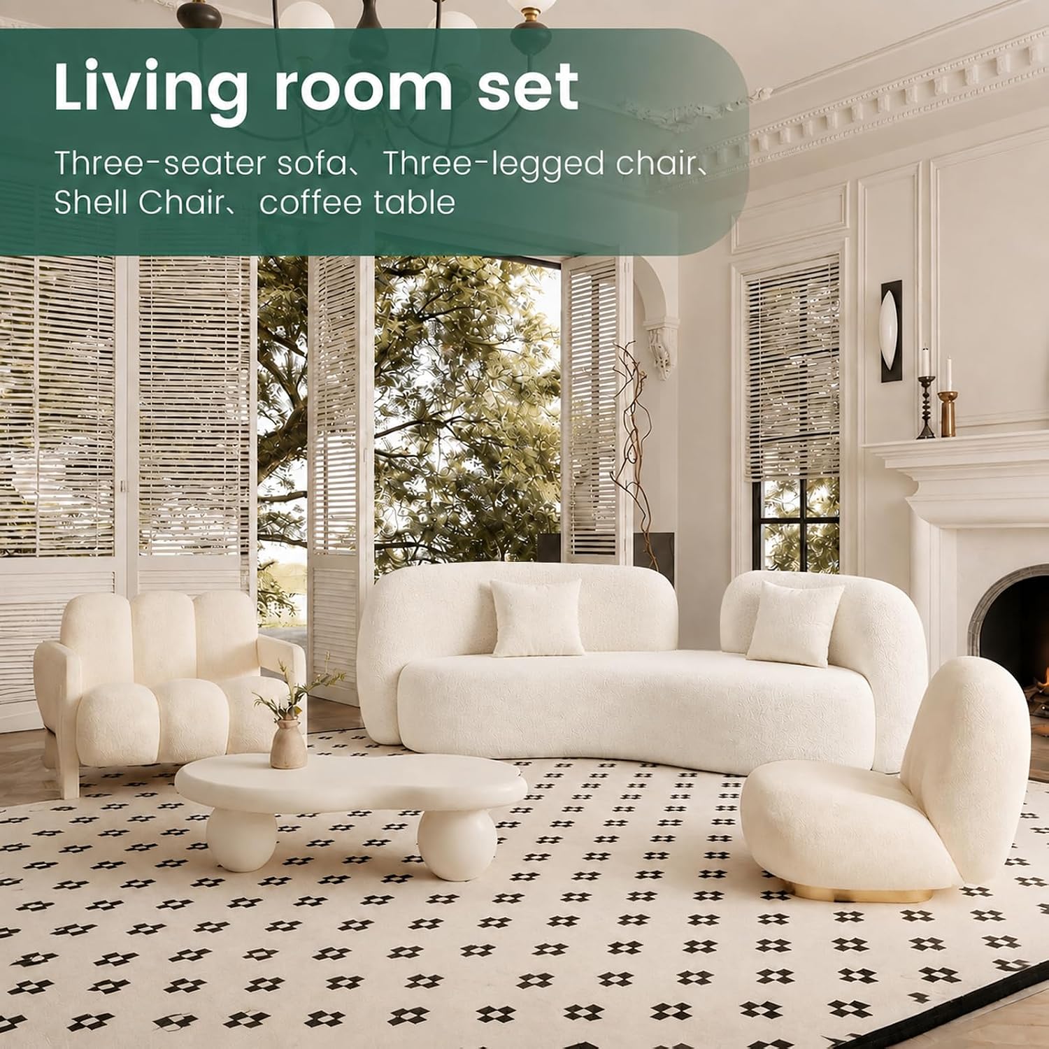Cream Modern Curved Lounge Sofa Couch