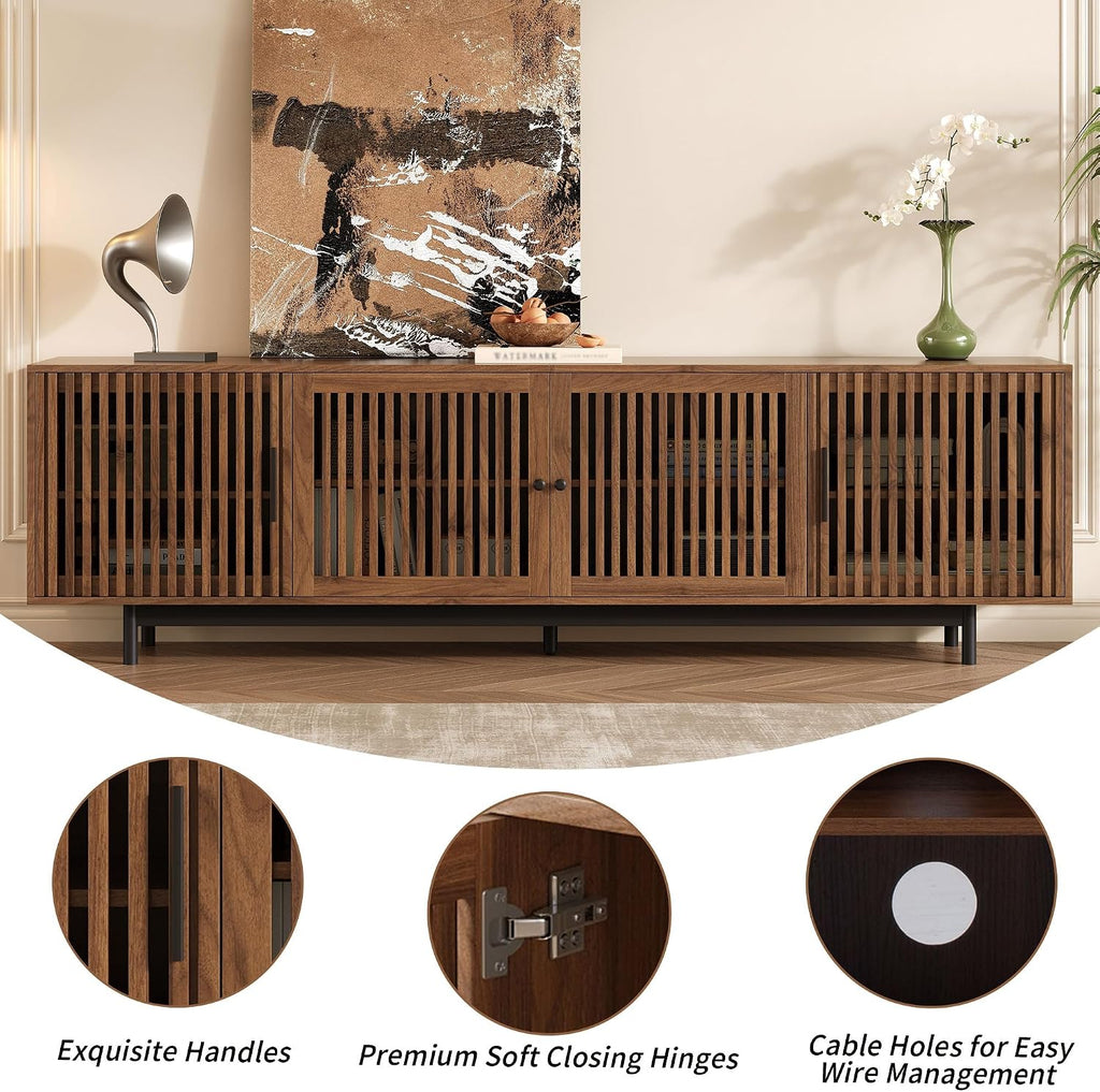 Modern Walnut Storage TV Entertainment Console