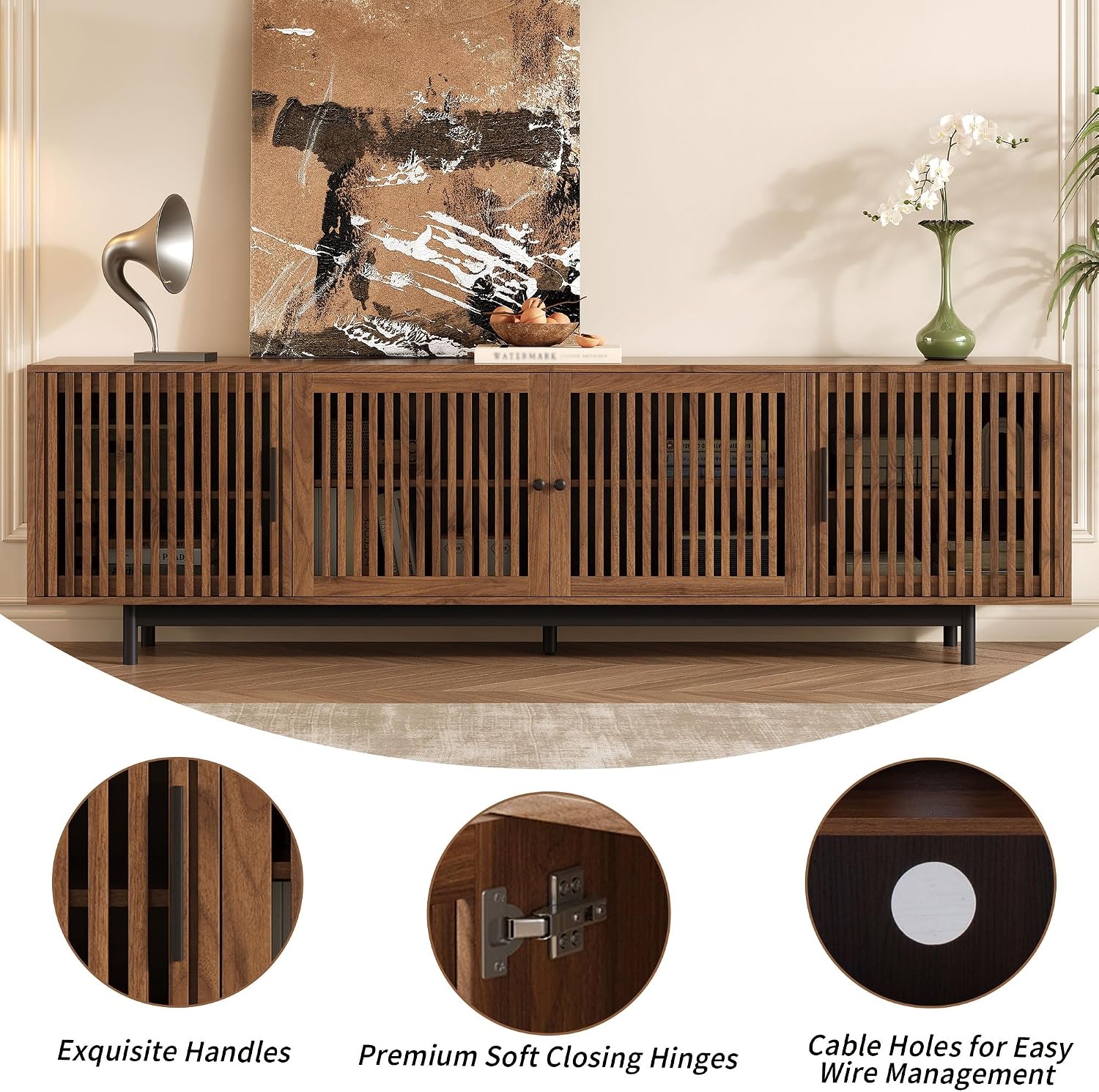 Modern Walnut Storage TV Entertainment Console