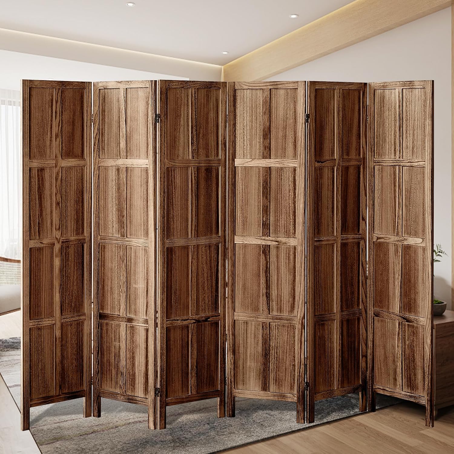 Brown Wooden Folding Privacy Room Divider