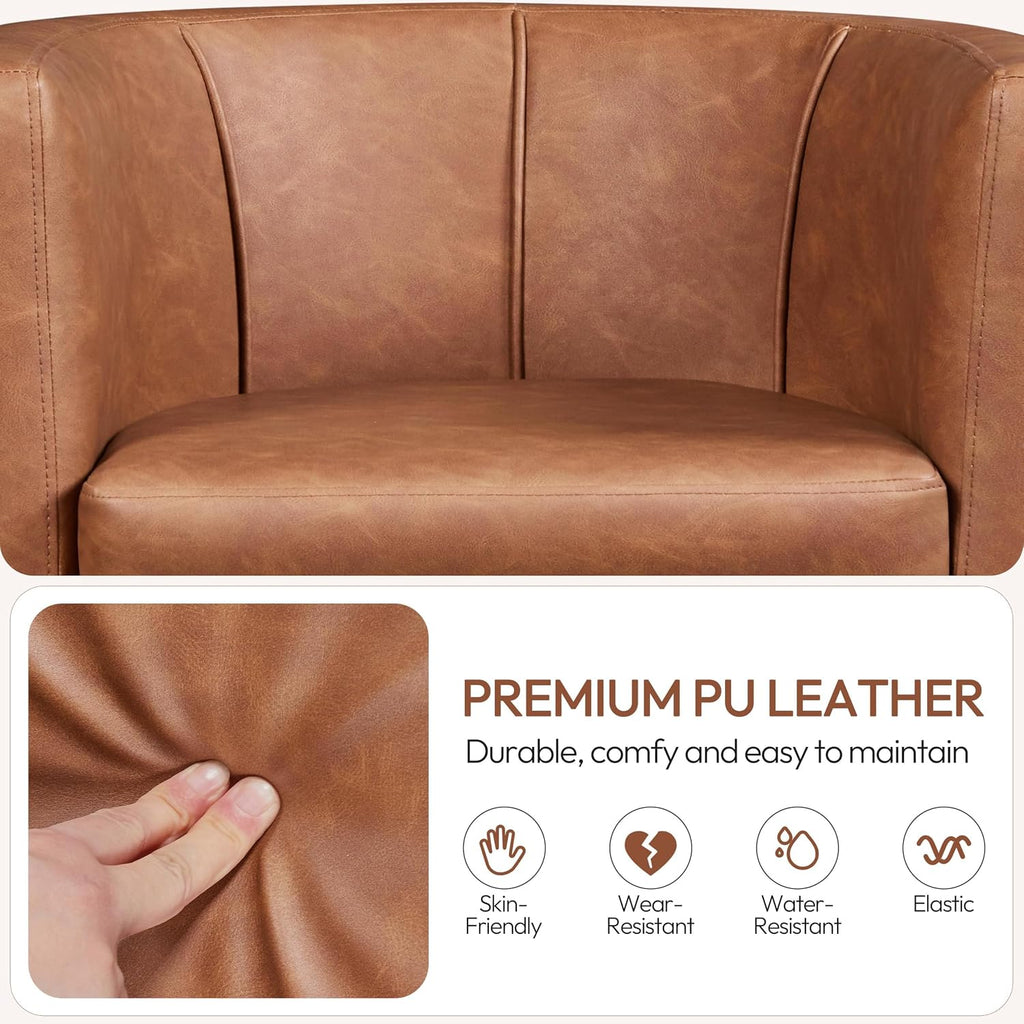 Brown Modern Barrel Accent Chairs Set