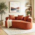 Orange Chenille Curved Loveseat Sofa