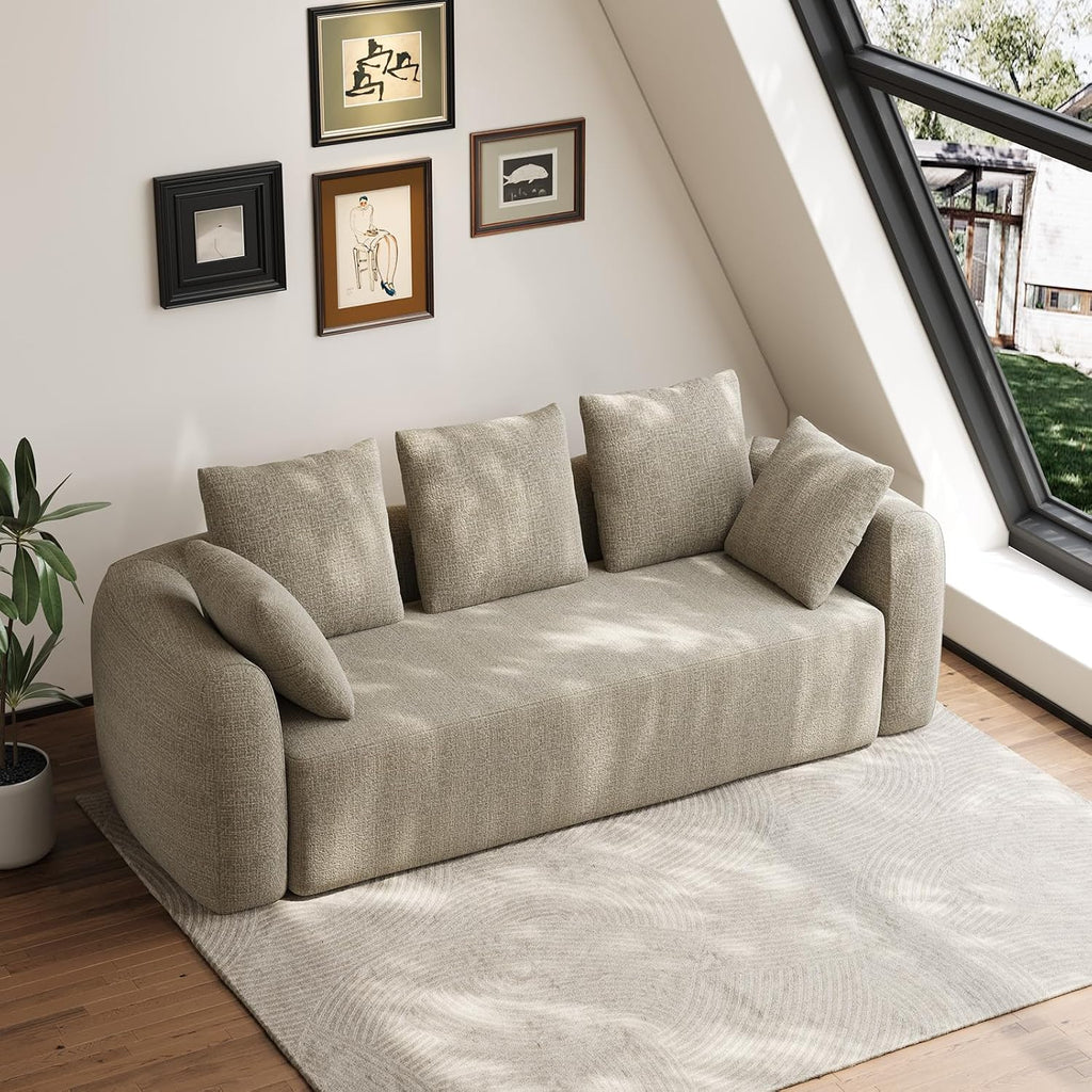 Camel Chenille Curved Cloud Sofa Couch