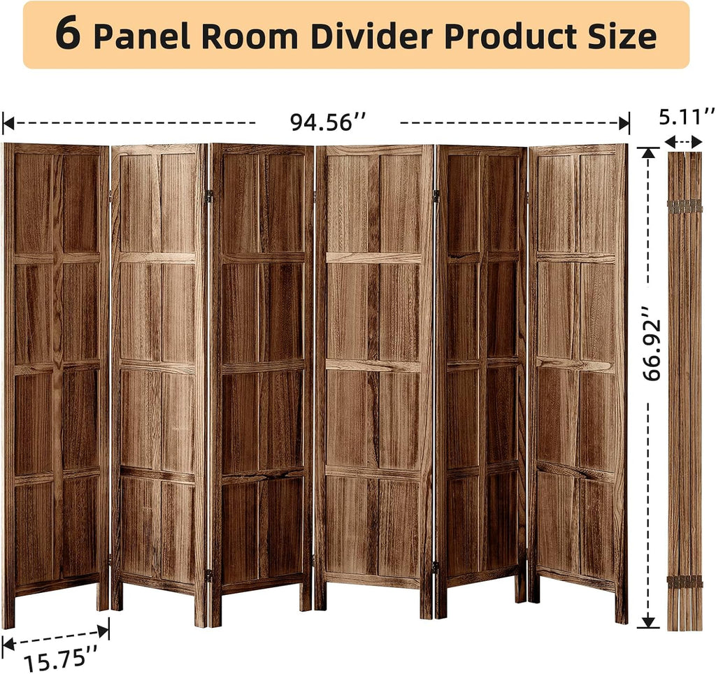 Brown Wooden Folding Privacy Room Divider
