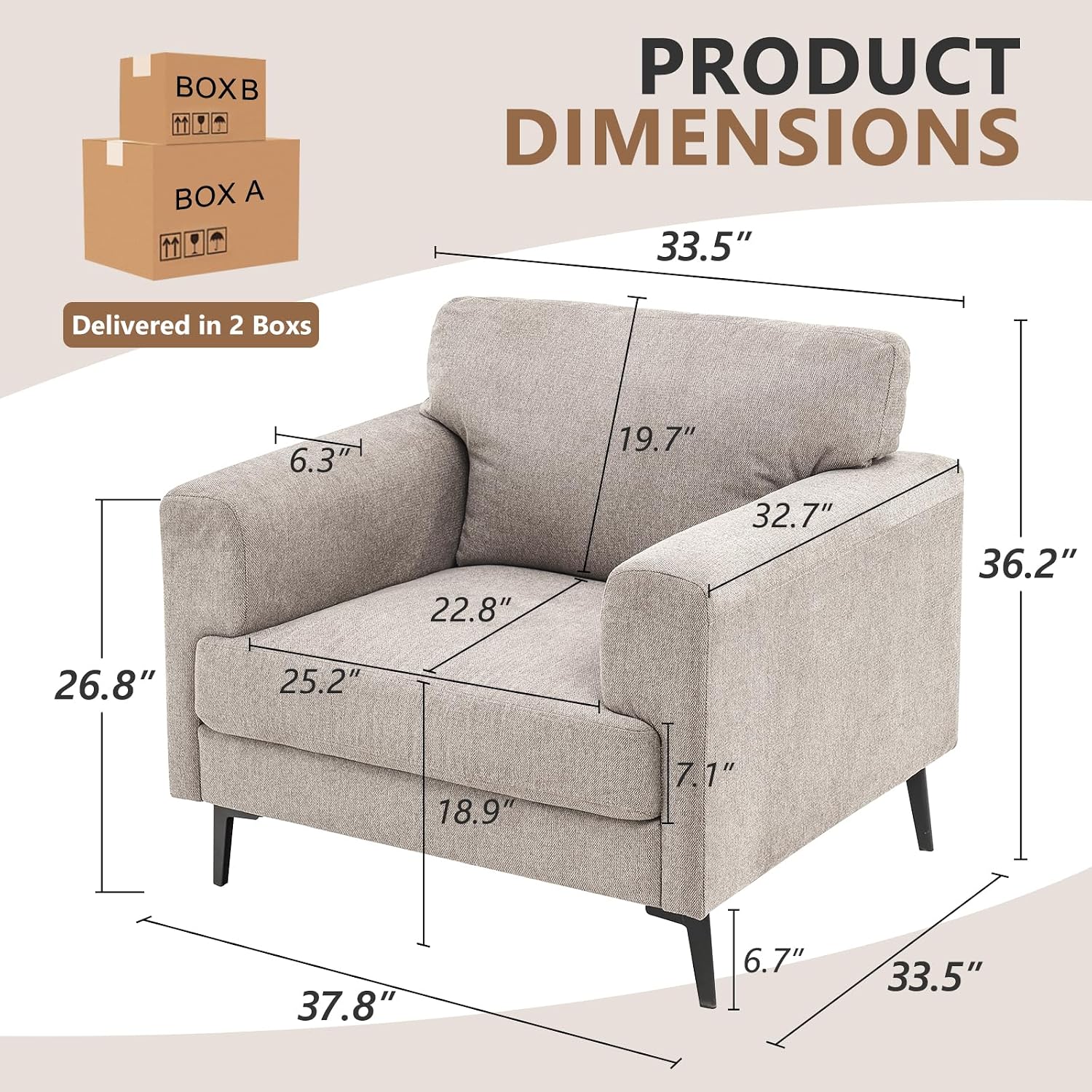 Light‑Brown Linen Modern Accent Chair