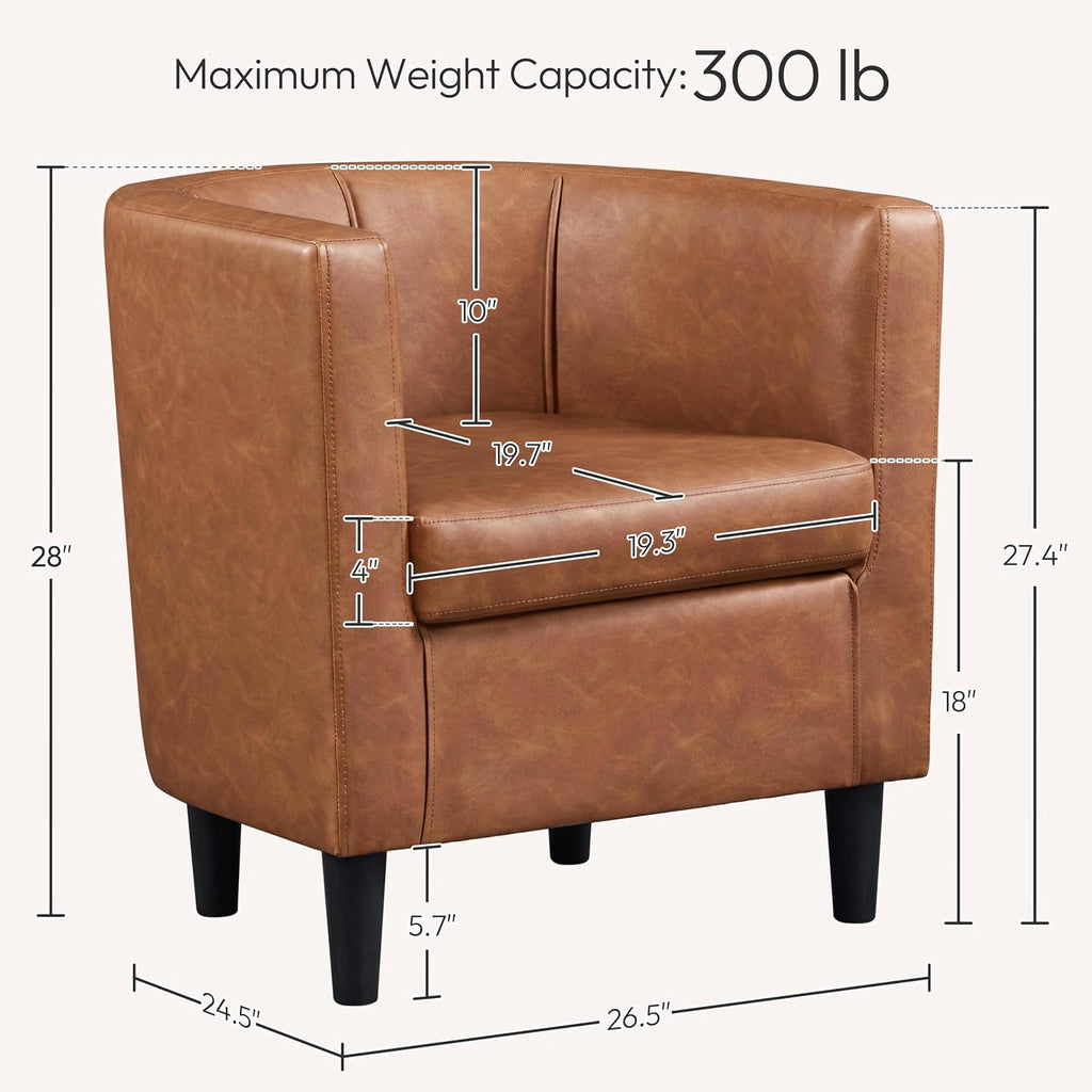 Brown Modern Barrel Accent Chairs Set