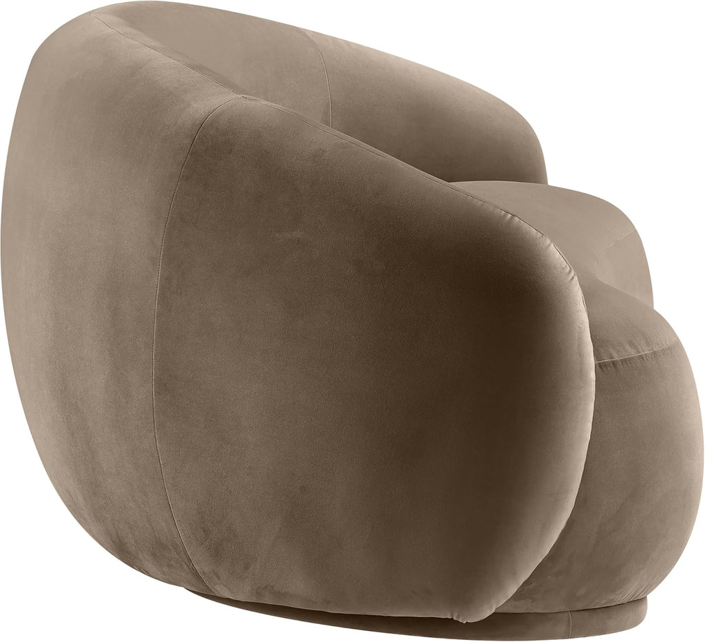Taupe Velvet Modern Loveseat Sofa