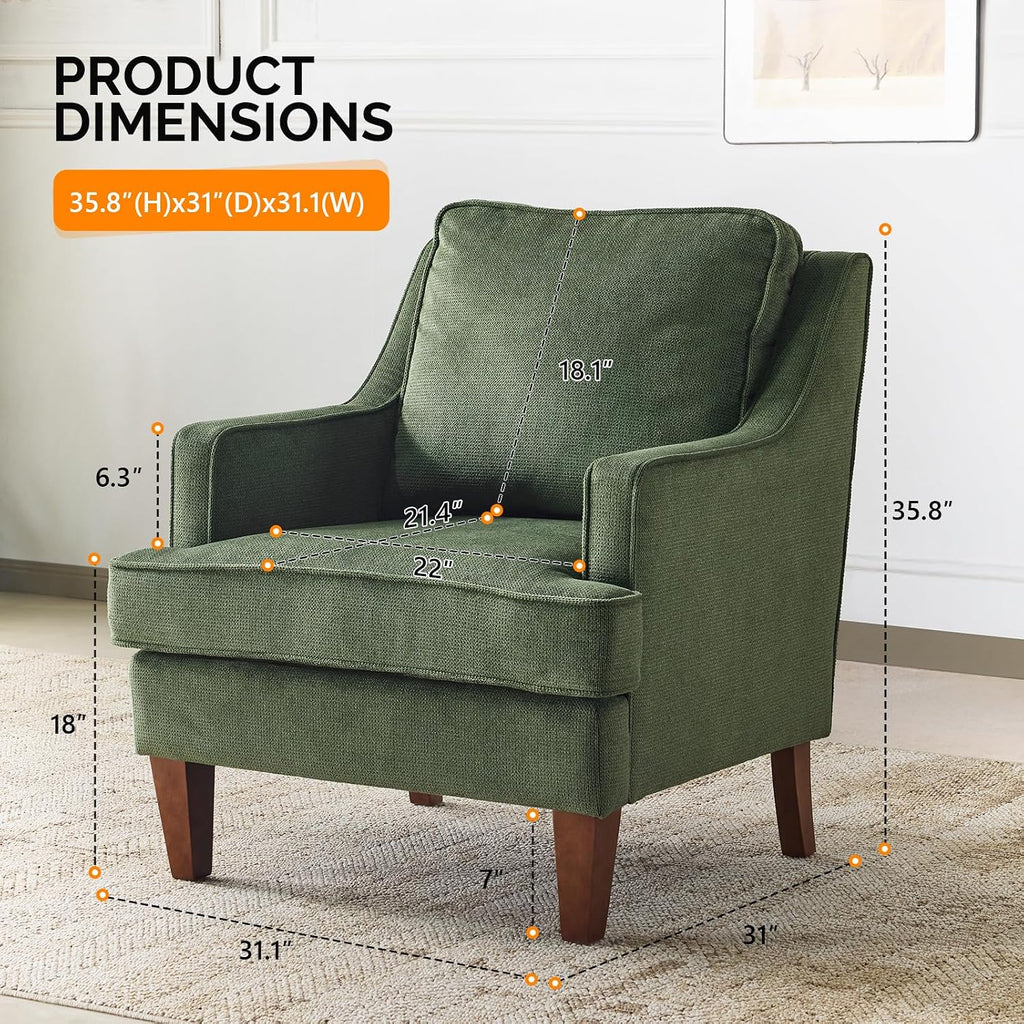 Green Mid‑Century Upholstered Accent Chair
