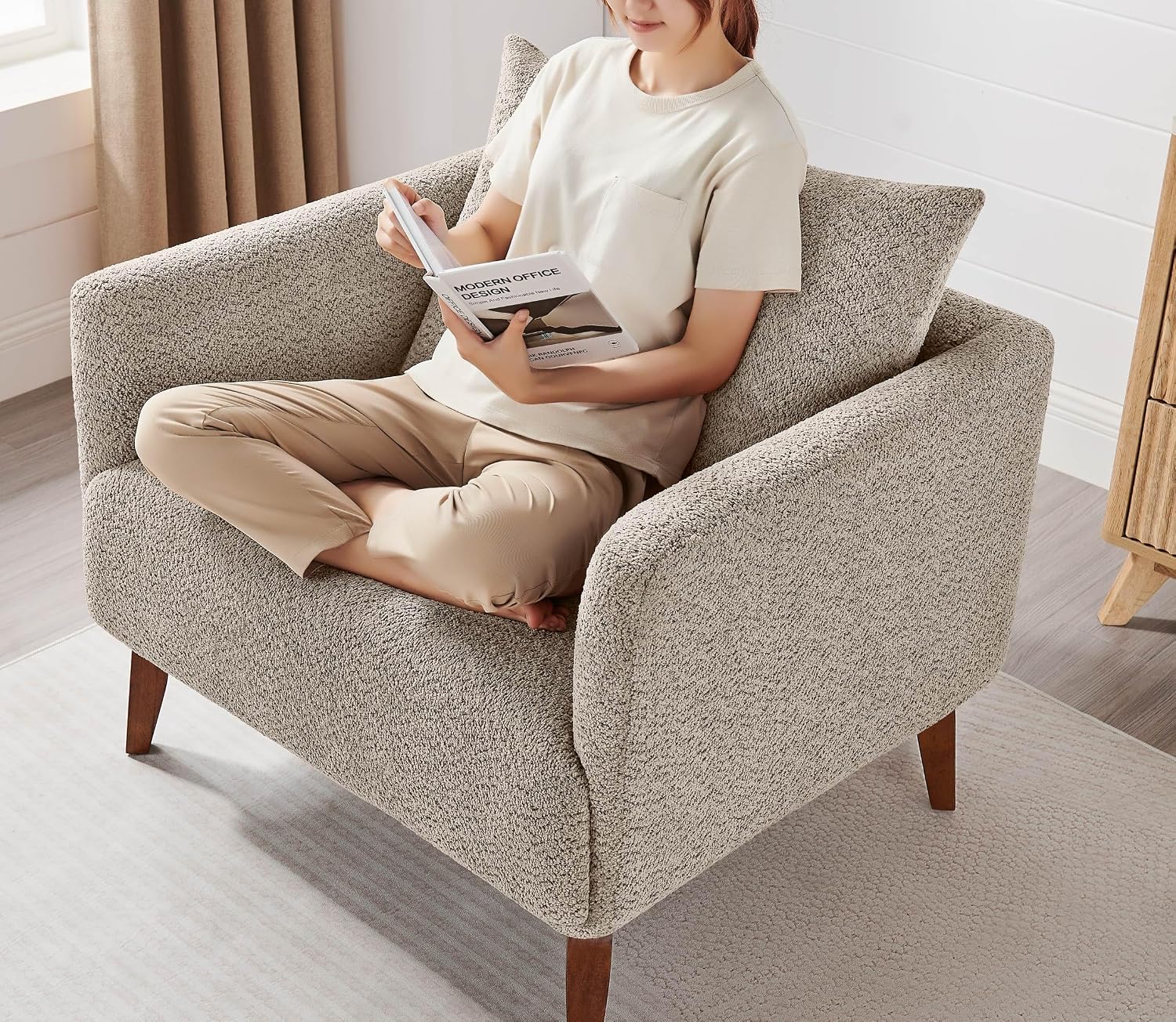 Modern Boucle Oversized Accent Chairs