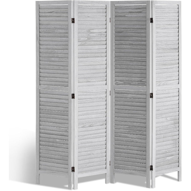 Light Grey Wooden Folding Privacy Divider